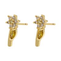 1 Pair Elegant Lady Petal Plating Inlay Copper Zircon 18K Gold Plated Ear Studs main image 5