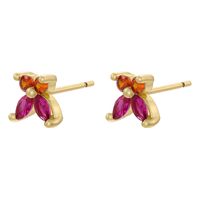 1 Pair Elegant Lady Classic Style Butterfly Plating Inlay Copper Zircon 18K Gold Plated Ear Studs main image 5