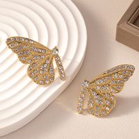 1 Pair Sweet Korean Style Butterfly Inlay Zinc Alloy Rhinestones Ear Studs main image 4