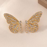1 Pair Sweet Commute Butterfly Inlay Zinc Alloy Glass Ear Studs main image 5