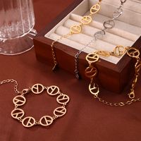 Casual Simple Style Commute Round Lines 304 Stainless Steel 18K Gold Plated Bracelets In Bulk main image 5