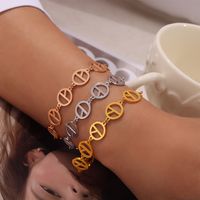 Casual Simple Style Commute Round Lines 304 Stainless Steel 18K Gold Plated Bracelets In Bulk main image 3
