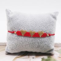 Wholesale Jewelry IG Style Sweet Simple Style Heart Shape Glass Rope Beaded Knitting Bracelets sku image 2
