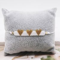 Wholesale Jewelry IG Style Sweet Simple Style Heart Shape Glass Rope Beaded Knitting Bracelets sku image 1
