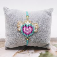 Wholesale Jewelry IG Style Casual Cartoon Style Heart Shape Wings Glass Rope Beaded Knitting Bracelets sku image 1