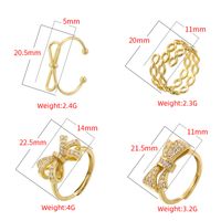 Copper 18K Gold Plated IG Style Simple Style Classic Style Hollow Out Inlay Bow Knot Zircon Open Rings main image 2
