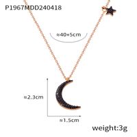 304 Stainless Steel 18K Gold Plated Rose Gold Plated Elegant Simple Style Classic Style Plating Inlay Pentagram Star Moon Rhinestones Pendant Necklace main image 10