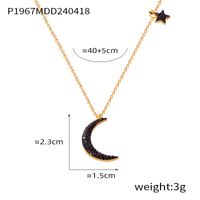 304 Stainless Steel 18K Gold Plated Rose Gold Plated Elegant Simple Style Classic Style Plating Inlay Pentagram Star Moon Rhinestones Pendant Necklace main image 9