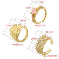 Hip-Hop Vintage Style Luxurious Water Droplets Heart Shape Copper Inlay Zircon 18K Gold Plated Women's Open Rings main image 2