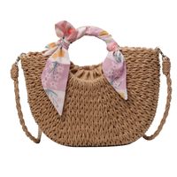Women's Medium Straw Solid Color Vacation Beach Weave String Straw Bag sku image 1