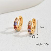 1 Pair Elegant Lady Geometric Inlay Copper Zircon 18K Gold Plated Hoop Earrings main image 2