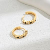 1 Pair Elegant Lady Geometric Inlay Copper Zircon 18K Gold Plated Hoop Earrings main image 8