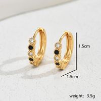 1 Pair Elegant Lady Geometric Inlay Copper Zircon 18K Gold Plated Hoop Earrings main image 3