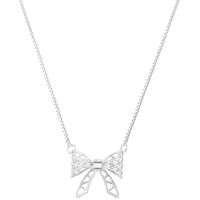Wholesale Sweet Bow Knot Copper Hollow Out 18K Gold Plated Zircon Pendant Necklace sku image 2
