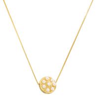 Wholesale Sweet Simple Style Round Petal Copper Inlay 18K Gold Plated Artificial Pearls Pendant Necklace sku image 1