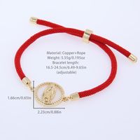 Wholesale Jewelry Simple Style Classic Style Virgin Mary Rope Copper Shell 18K Gold Plated Plating Inlay Drawstring Bracelets main image 3