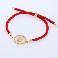 Wholesale Jewelry Simple Style Classic Style Virgin Mary Rope Copper Shell 18K Gold Plated Plating Inlay Drawstring Bracelets sku image 2