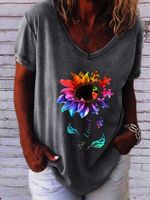 Women's T-shirt Short Sleeve T-Shirts Printing Streetwear Sunflower sku image 7