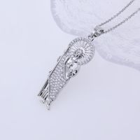 Wholesale Basic Modern Style Classic Style Human Copper Plating Hollow Out Inlay 18K Gold Plated White Gold Plated Zircon Pendant Necklace sku image 1