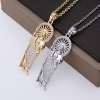 Wholesale Basic Modern Style Classic Style Human Copper Plating Hollow Out Inlay 18K Gold Plated White Gold Plated Zircon Pendant Necklace sku image 3
