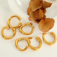1 Pair Simple Style C Shape Polishing Plating 304 Stainless Steel 18K Gold Plated Ear Studs main image 2