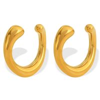 1 Pair Simple Style C Shape Polishing Plating 304 Stainless Steel 18K Gold Plated Ear Studs main image 5