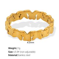 304 Stainless Steel 18K Gold Plated Simple Style Irregular Floral Irregular Ditsy Floral Zircon Adjustable Ring main image 7