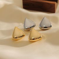 1 Pair Simple Style Triangle Polishing Copper 18K Gold Plated Ear Studs main image 1