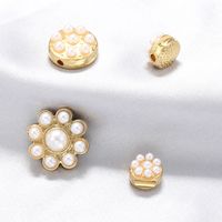 1 Piece Diameter 12mm Diameter 15mm Diameter 8mm Copper Artificial Pearls 18K Gold Plated Round Flower Polished Beads main image 1
