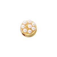 1 Piece Diameter 12mm Diameter 15mm Diameter 8mm Copper Artificial Pearls 18K Gold Plated Round Flower Polished Beads main image 3
