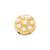 1 Piece Diameter 12mm Diameter 15mm Diameter 8mm Copper Artificial Pearls 18K Gold Plated Round Flower Polished Beads main image 4