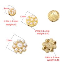 1 Piece Diameter 12mm Diameter 15mm Diameter 8mm Copper Artificial Pearls 18K Gold Plated Round Flower Polished Beads main image 2