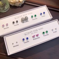 1 Set IG Style Modern Style Geometric Round Square Inlay Copper Artificial Crystal Zircon 14K Gold Plated Silver Plated Ear Studs main image 1