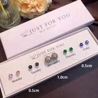 1 Set IG Style Modern Style Geometric Round Square Inlay Copper Artificial Crystal Zircon 14K Gold Plated Silver Plated Ear Studs sku image 4