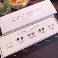 1 Set IG Style Modern Style Geometric Round Square Inlay Copper Artificial Crystal Zircon 14K Gold Plated Silver Plated Ear Studs sku image 5