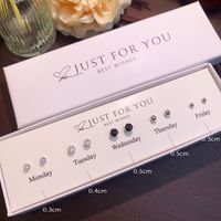 1 Set IG Style Modern Style Geometric Round Square Inlay Copper Artificial Crystal Zircon 14K Gold Plated Silver Plated Ear Studs sku image 1