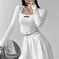 Women's T-shirt Long Sleeve Blouses Washed Casual Solid Color main image 4