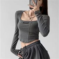 Women's T-shirt Long Sleeve Blouses Washed Casual Solid Color main image 7