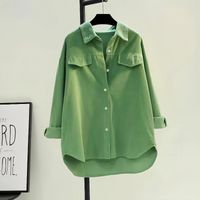 Women's Blouse Long Sleeve Blouses Pocket Washed Button Casual Simple Style Classic Style Simple Solid Color main image 2