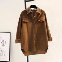 Women's Blouse Long Sleeve Blouses Pocket Washed Button Casual Simple Style Classic Style Simple Solid Color main image 3