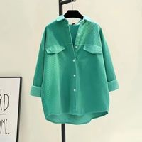Women's Blouse Long Sleeve Blouses Pocket Washed Button Casual Simple Style Classic Style Simple Solid Color main image 1