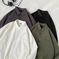 Women's Blouse Long Sleeve Blouses Pocket Washed Button Casual Simple Style Classic Style Simple Solid Color main image 7