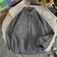 Women's Blouse Long Sleeve Blouses Pocket Washed Button Casual Simple Style Classic Style Simple Solid Color main image 2
