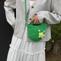 Women's Medium Braid Solid Color Cute Basic Weave Open Crossbody Bag main image 7