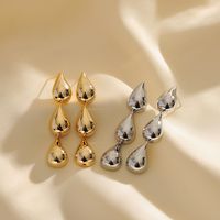 1 Pair IG Style Simple Style Water Droplets Copper 18K Gold Plated Drop Earrings main image 5