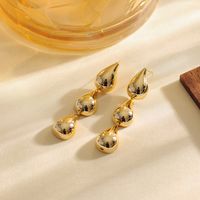 1 Pair IG Style Simple Style Water Droplets Copper 18K Gold Plated Drop Earrings sku image 1
