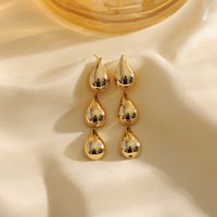 1 Pair IG Style Simple Style Water Droplets Copper 18K Gold Plated Drop Earrings main image 7