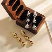1 Pair IG Style Simple Style Water Droplets Copper 18K Gold Plated Drop Earrings main image 1