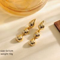 1 Pair IG Style Simple Style Water Droplets Copper 18K Gold Plated Drop Earrings main image 2