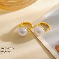1 Paire Style Simple Rond Incruster Le Cuivre Perle Plaqué Or 18K Des Boucles D'Oreilles main image 2